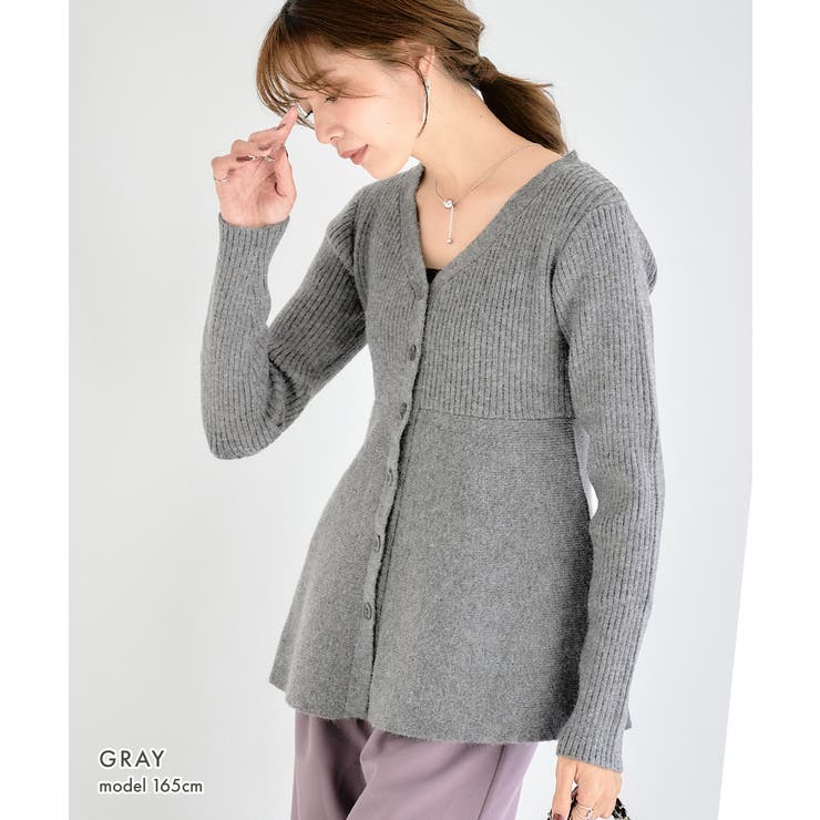 ペプラムニット カーディガン ニット | Growing Rich | 詳細画像4 