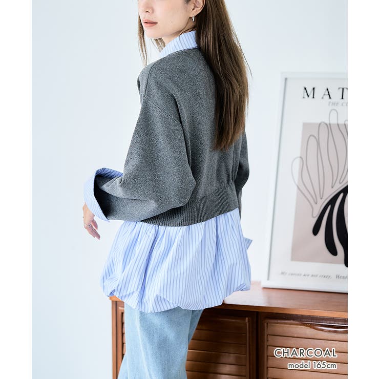 フェイクレイヤード ニット トップス | Growing Rich | 詳細画像2 