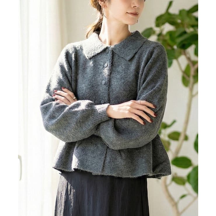 襟付き ペプラムニット 洗えるニット | Growing Rich | 詳細画像13 