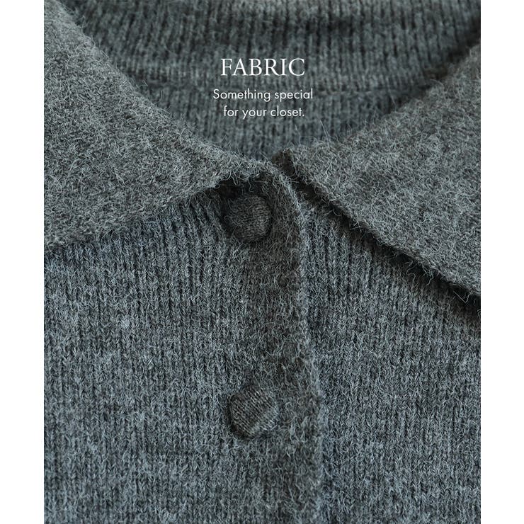 襟付き ペプラムニット 洗えるニット | Growing Rich | 詳細画像7 