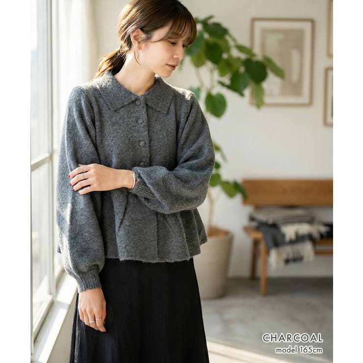 襟付き ペプラムニット 洗えるニット | Growing Rich | 詳細画像8 