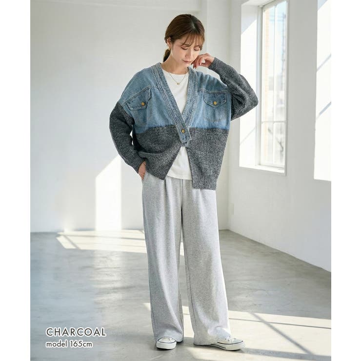 デニムドッキング ネップニットカーディガン デニム切替 | Growing Rich | 詳細画像6 