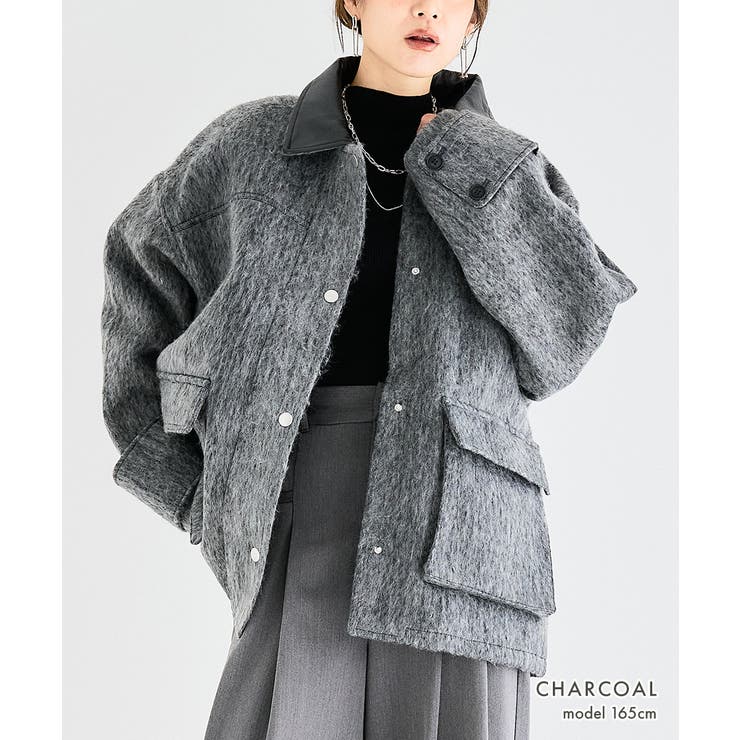 襟レザー シャギー コート | Growing Rich | 詳細画像2 