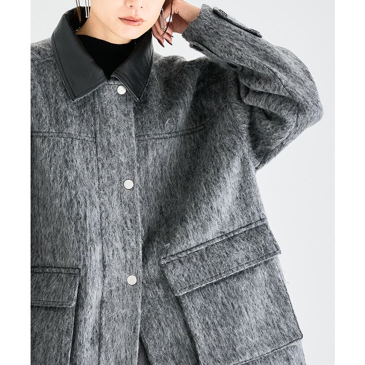 襟レザー シャギー コート | Growing Rich | 詳細画像7 