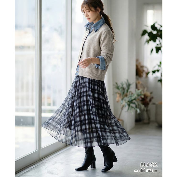 裾ヘムチェック柄プリーツスカート[251103] | Growing Rich | 詳細画像12 