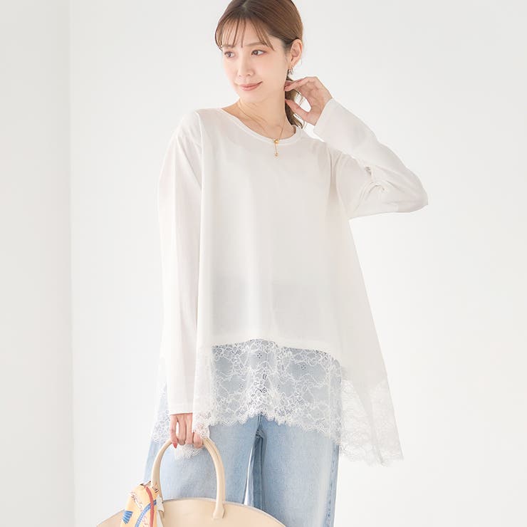 裾レースロングTシャツ[251205] | Growing Rich | 詳細画像1 