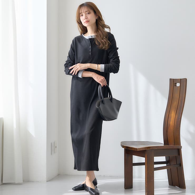 【GROWING RICH】カットリブ レイヤードヘンリーネックワンピース[26… | Growing Rich | 詳細画像1 