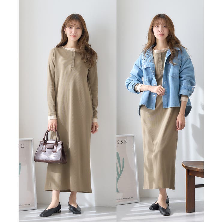【GROWING RICH】カットリブ レイヤードヘンリーネックワンピース[26… | Growing Rich | 詳細画像11 