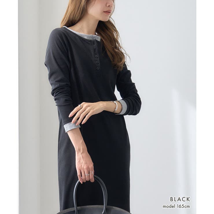 【GROWING RICH】カットリブ レイヤードヘンリーネックワンピース[26… | Growing Rich | 詳細画像3 