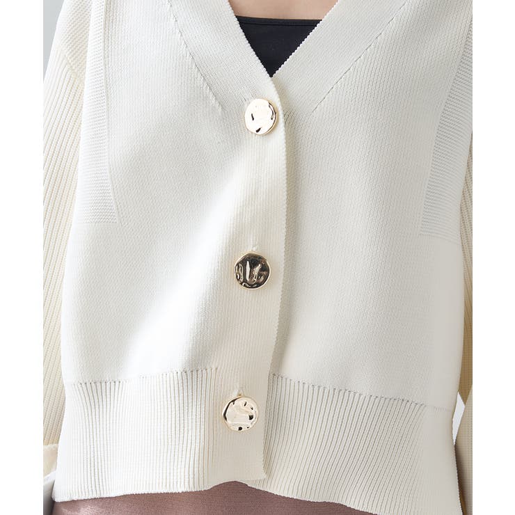 Vネック ニットカーディガン ニュアンスボタン | Growing Rich | 詳細画像8 