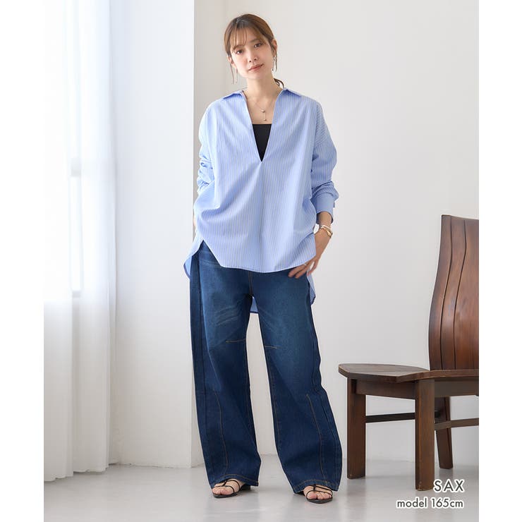 ストライプ シャツ スキッパー | Growing Rich | 詳細画像2 