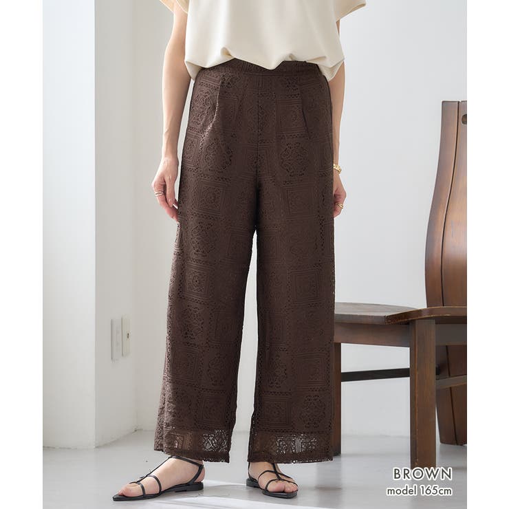 【GROWING RICH】ブロックレースストレートワイドパンツ[260207] | Growing Rich | 詳細画像4 