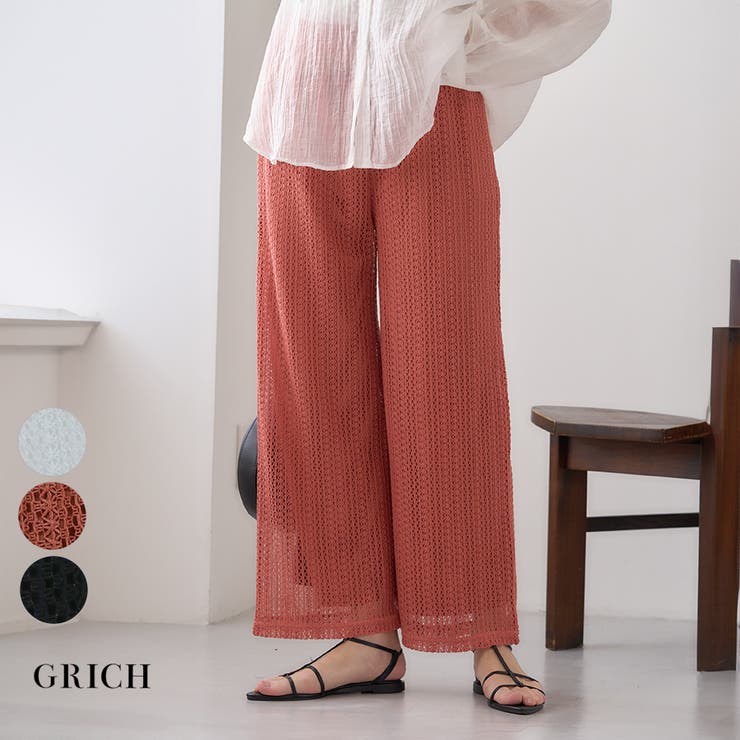 涼しげレースで、大人の美脚パンツ レースパンツ レディース | Growing Rich | 詳細画像1 