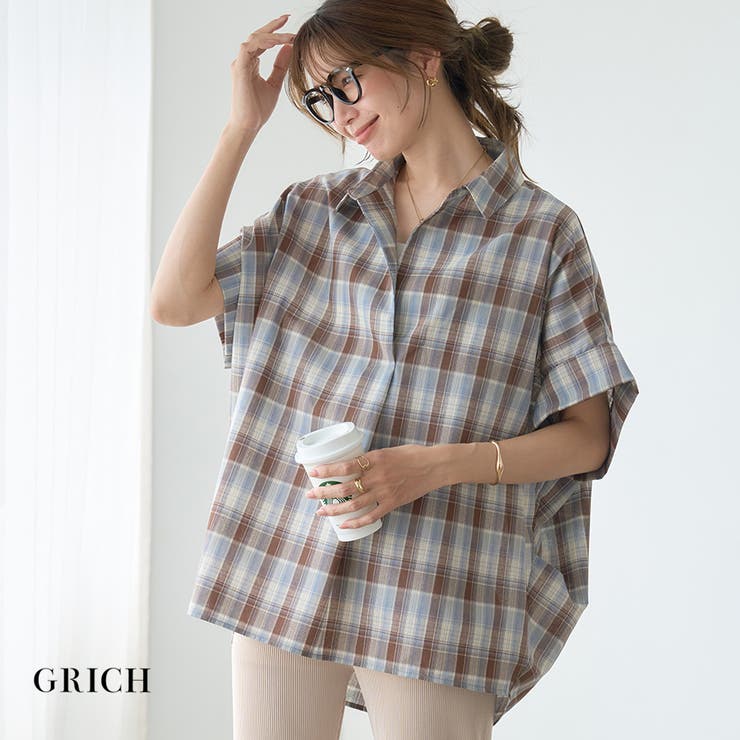 【GROWING RICH】チェック柄 オーバーサイズスキッパーシャツ[2512… | Growing Rich | 詳細画像1 