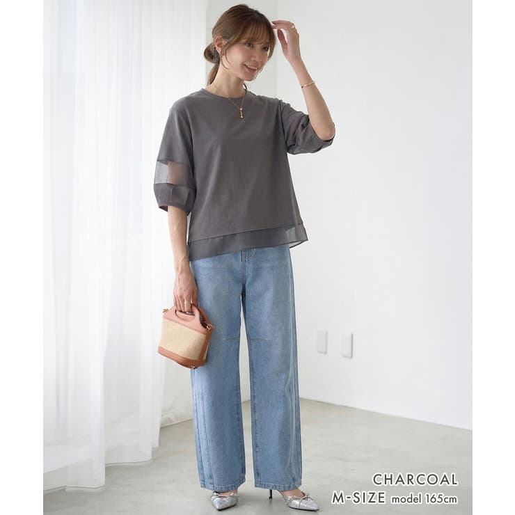 透け袖で差がつく、大人Tシャツ。Tシャツ レディース ランタンスリーブ | Growing Rich | 詳細画像13 