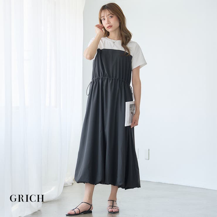 【GROWING RICH】一枚でサマ見え！異素材×バルーン 半袖ドッキングバル… | Growing Rich | 詳細画像1 