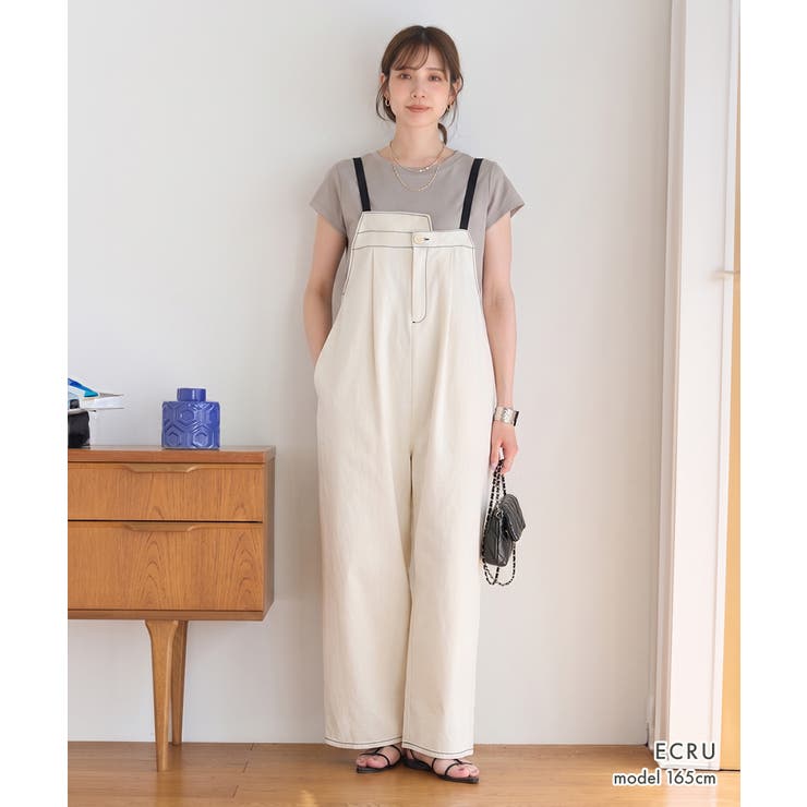 【GROWING RICH】コットンツイル配色ステッチ アシメデザインサロペット… | Growing Rich | 詳細画像8 