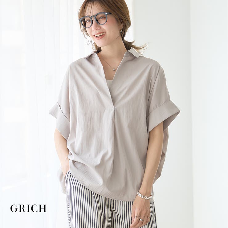 【GROWING RICH】オーバーサイズ 半袖スキッパーシャツ[251210] | Growing Rich | 詳細画像1 