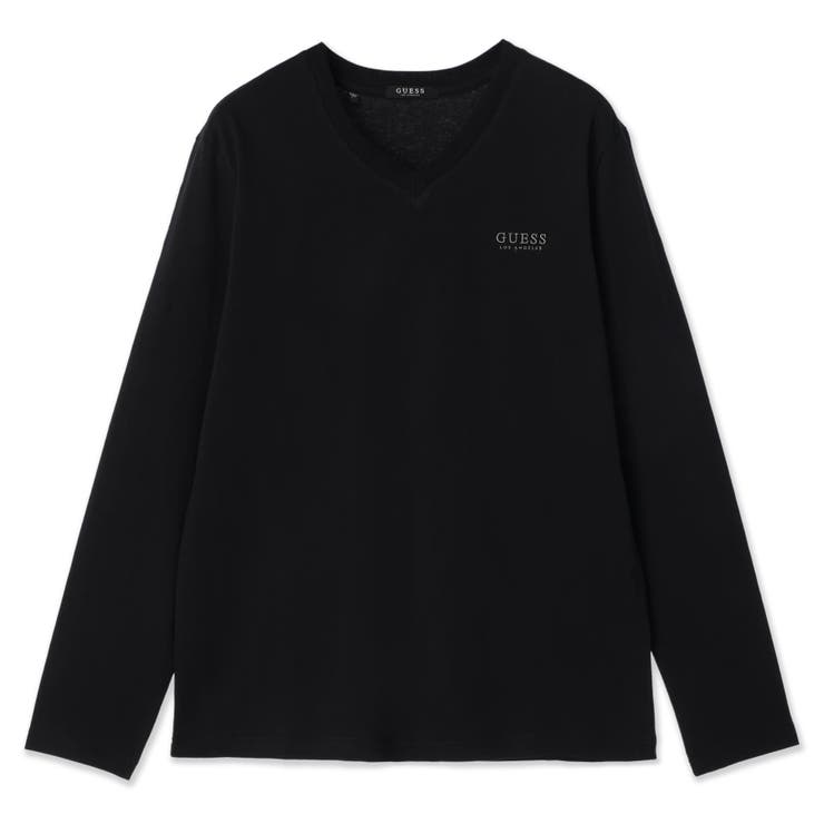 BLK | [GUESS] Mini Logo V-Tee | GUESS【MEN】