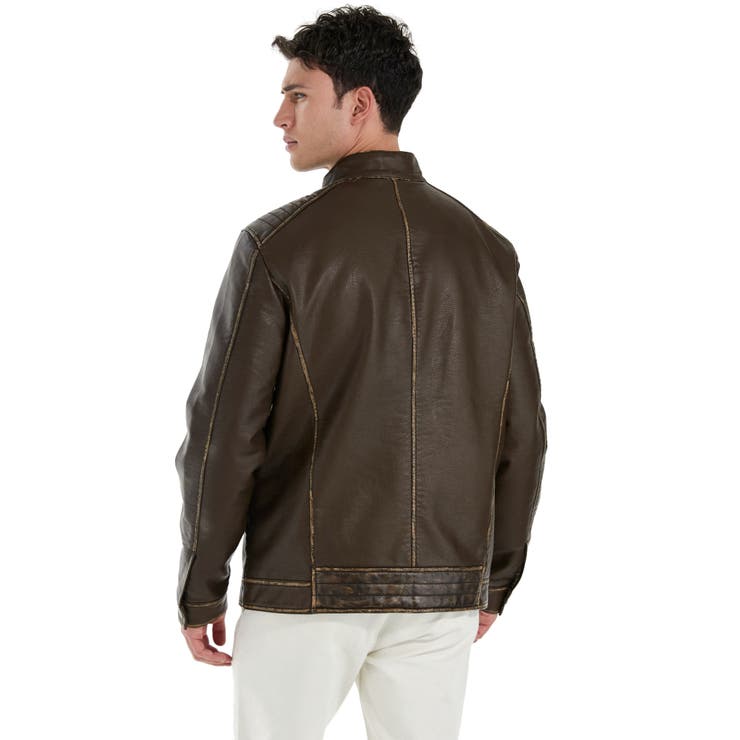 [GUESS] Pu Leather Washed Jacket