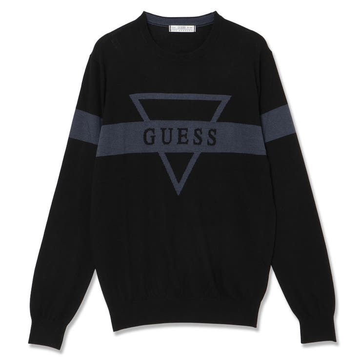 JBLK | [GUESS] MARK Logo Jacquard Sweater | GUESS【MEN】