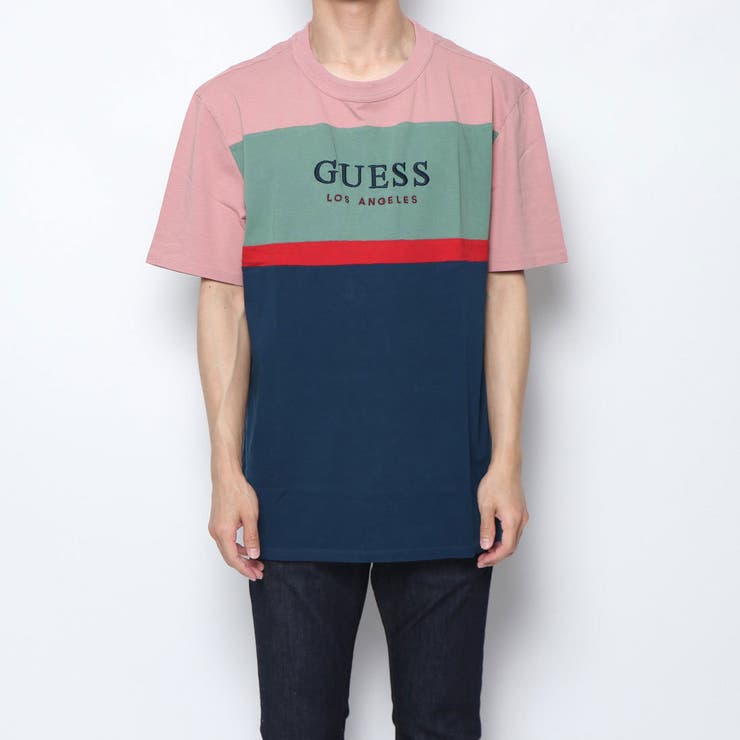 [GUESS] OVERSIZED COLORBLOCK CREW TEE
