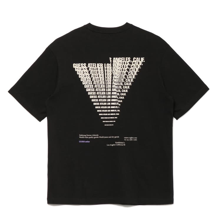 別注Guess Triangle Q Mark Back Print LS T ゲス GUESS BACK TRIANGLE LOGO L/S TEE W/ SLEEVE LOGO （WHITE