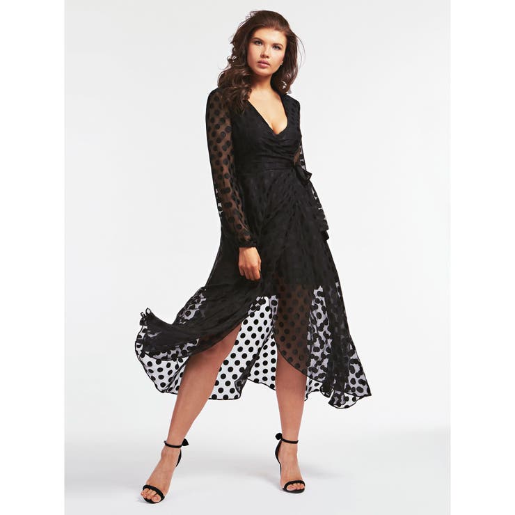 GUESS] Bertha Long-Sleeve Wrap Dress[品番：GUEW0005116]｜GUESS