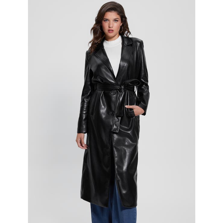 [GUESS] Gea Faux-Leather Trench Coat