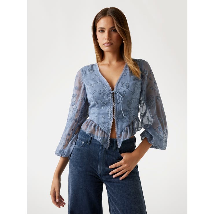 [GUESS] LS Seiah Tie Front Top 長袖シャツ | GUESS【WOMEN】 | 詳細画像2 