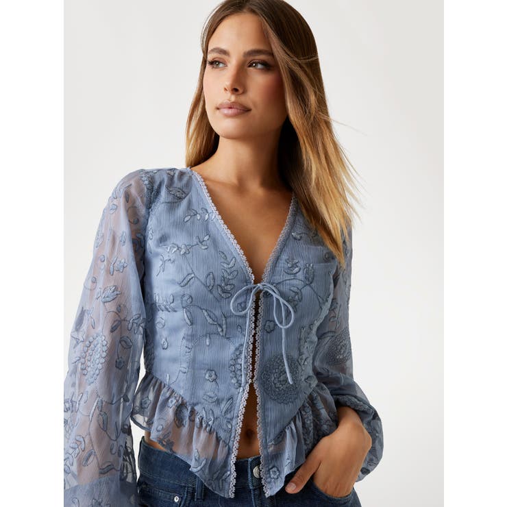 [GUESS] LS Seiah Tie Front Top 長袖シャツ | GUESS【WOMEN】 | 詳細画像8 