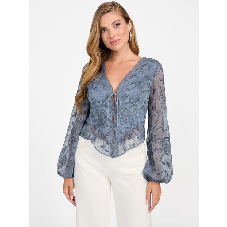 FBCP | [GUESS] LS Seiah Tie Front Top 長袖シャツ | GUESS【WOMEN】