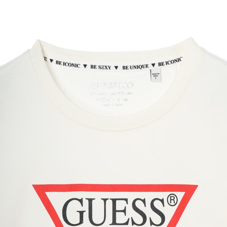 GUESS ゲス Tシャツ SS CN SHINY GEL TRIANGLE LOGO TEE 半袖