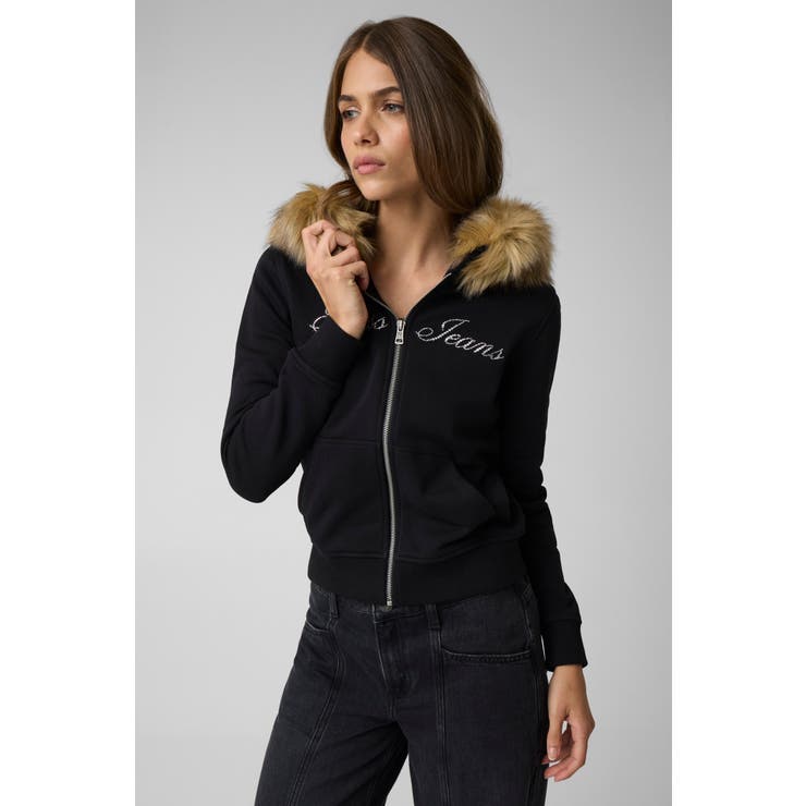 JBLK | [GUESS] GUESS JEANS Fur Hoodie | GUESS【WOMEN】