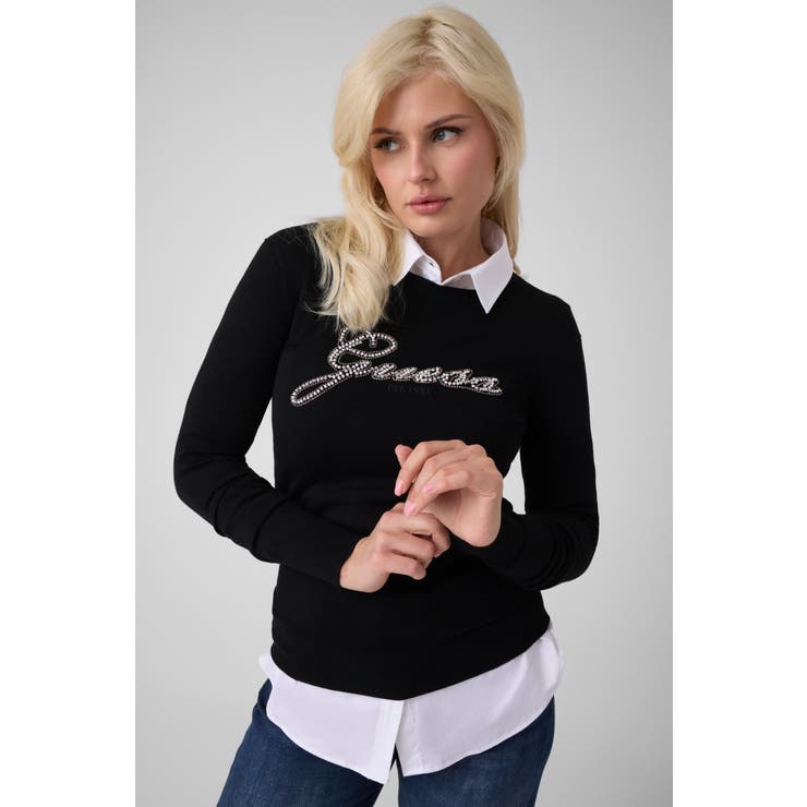 JBLK | [GUESS] GEORGIA Logo Sweater | GUESS【WOMEN】
