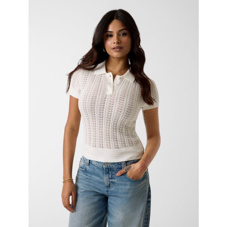 G1O6 | [GUESS]VIENNA Pointelle Polo ポロシャツ ニット | GUESS【WOMEN】