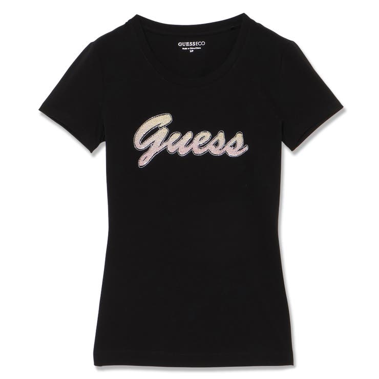 JBLK | [GUESS] DEGRADE Paillettes Logo Tee | GUESS【WOMEN】