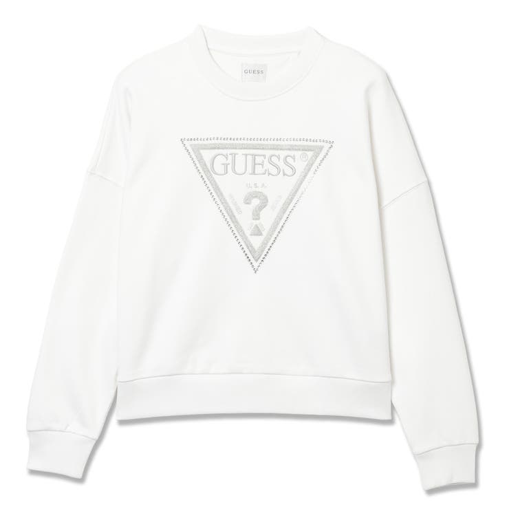 G011 | [GUESS] TRIANGLE Glitter Sweatshirt | GUESS【WOMEN】
