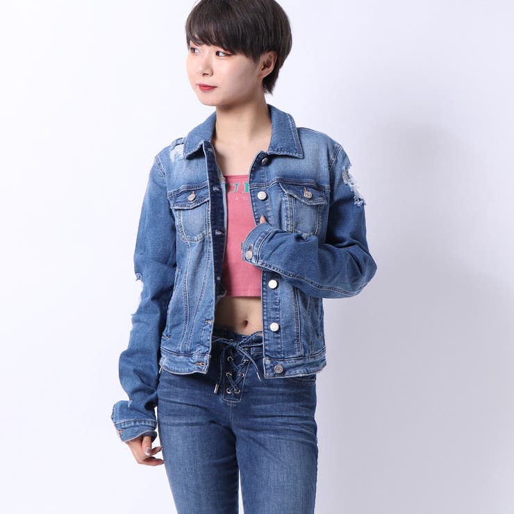 GUESS] DESTROYED DENIM TRUCKER JACKET[品番：GUEW0003735]｜GUESS 