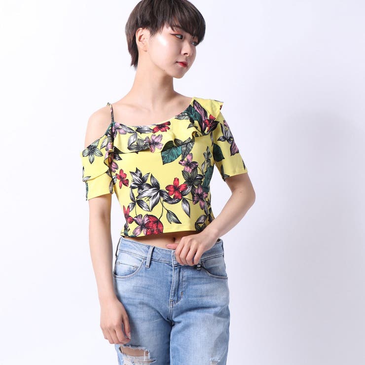 floral one shoulder top