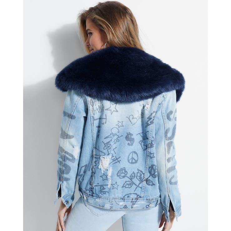 Guess faux fur denim hot sale jacket