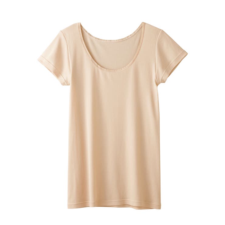 クリスタルベージュ | グンゼ COOLMAGICクールマジック汗取り付2分袖インナー | GUNZE 