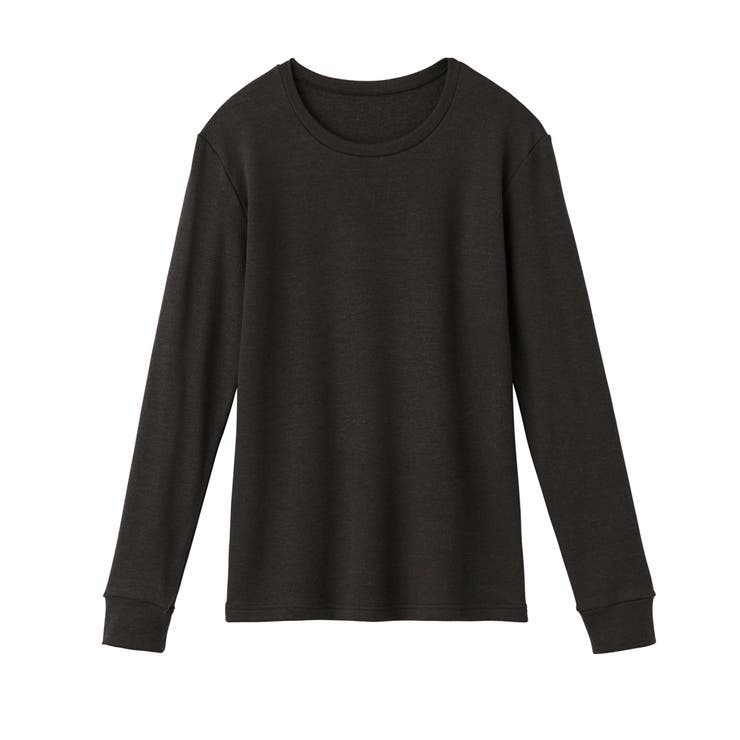 ブラック | ファイヤーアセドロン 裏起毛であたたかい ラウンドネック長袖 | GUNZE 