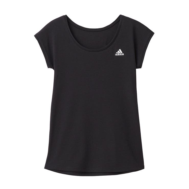 ブラック | adidas(アディダス)半袖シャツ綿混吸汗速乾フレンチ袖AP6652 | GUNZE 