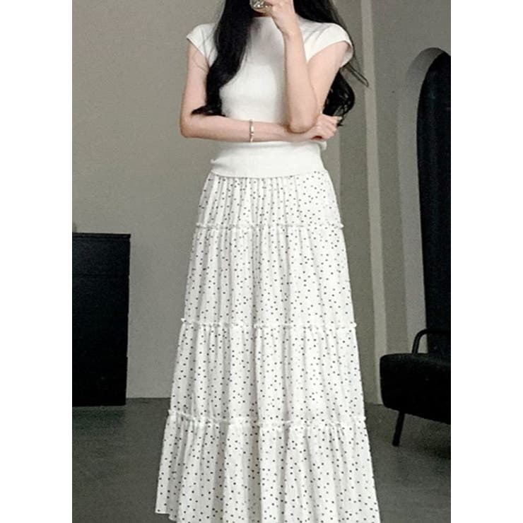 花柄レースプリーツ ロングスカート体型カバー | HAMOONDE | 詳細画像1 