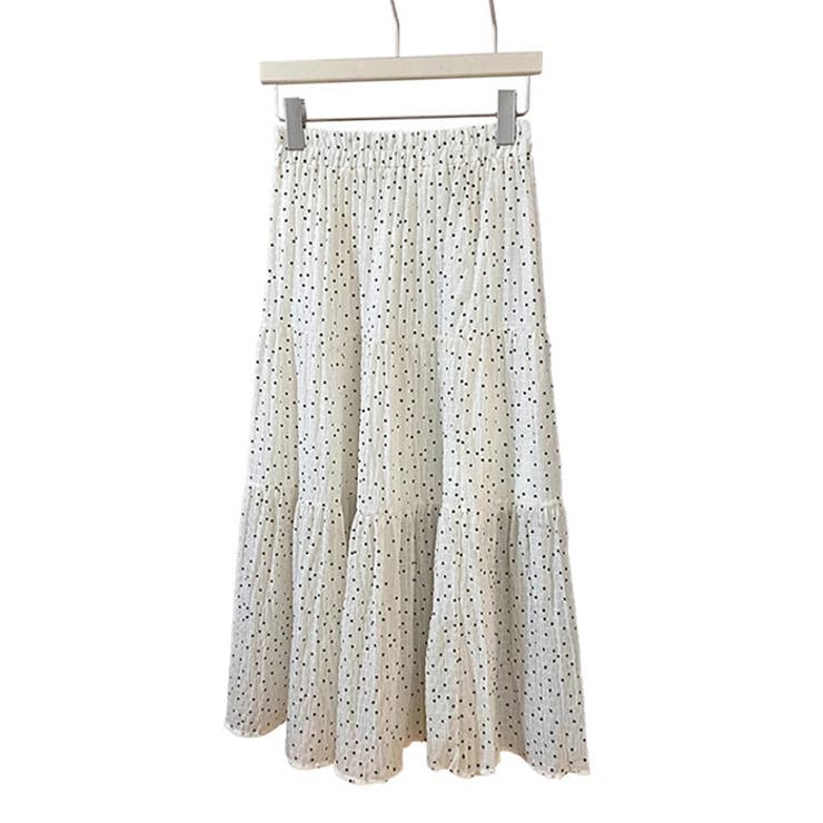 ホワイト | 花柄レースプリーツ ロングスカート体型カバー | HAMOONDE