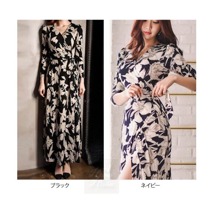 ワンピース hana ワンピース 巻きワンピース マキシ丈ワンピ[品番：HNAW0003076