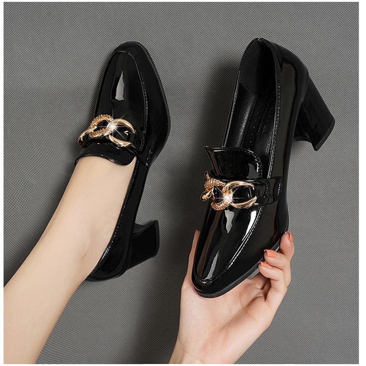 ブラック | ヒールローファー ローファー ポインテッドトゥ | HANAHANA