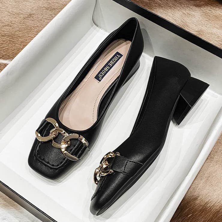 ブラック | パンプス 痛くない スクエアトゥ | HANAHANA