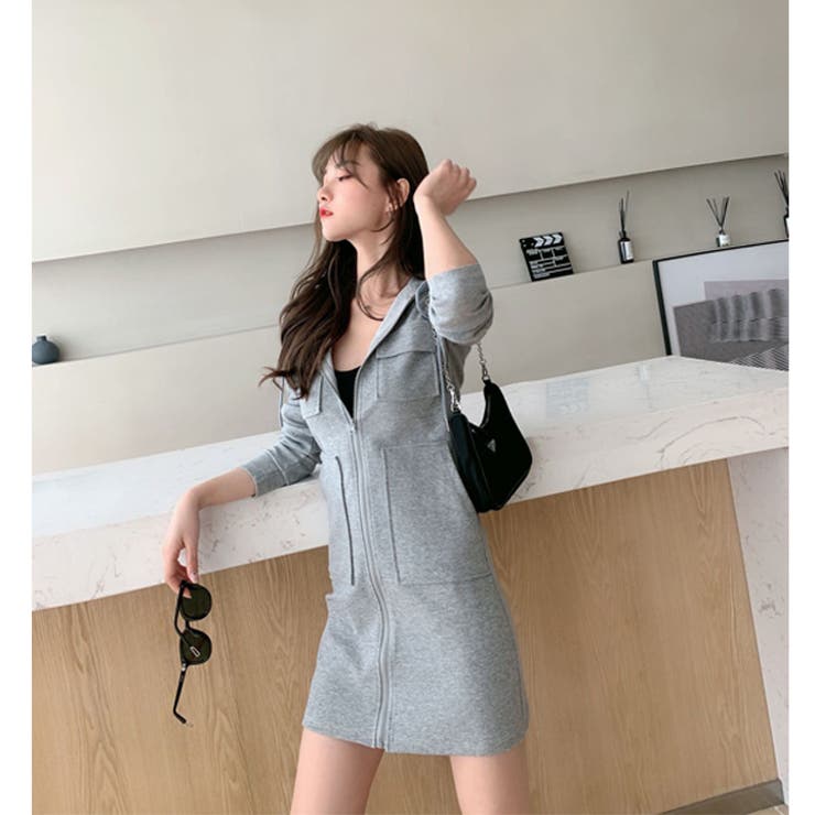 ワンピース ロング ジップパーカー[品番：HNAW0003710]｜HANAHANA